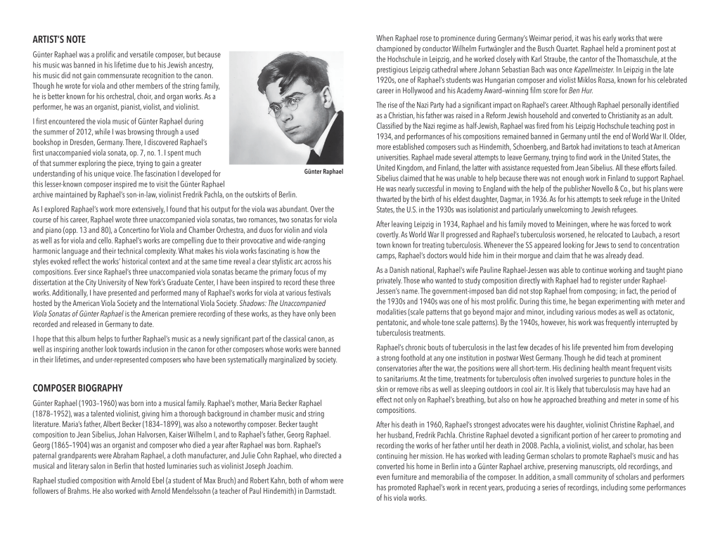 Page 1 of the SHADOWS Booklet